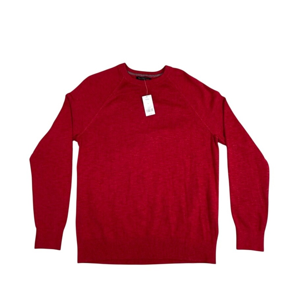 NWT Banana Republic Mens Organic Slub Cotton Crewneck Sweater Red Large NEW 515